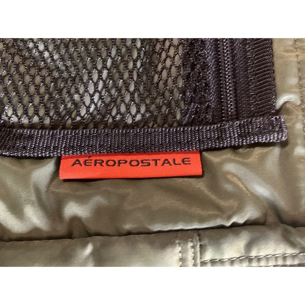 Aeropostale Olive Green Nylon Messenger Bag Vintage Gorpcore Techwear Streetwear
